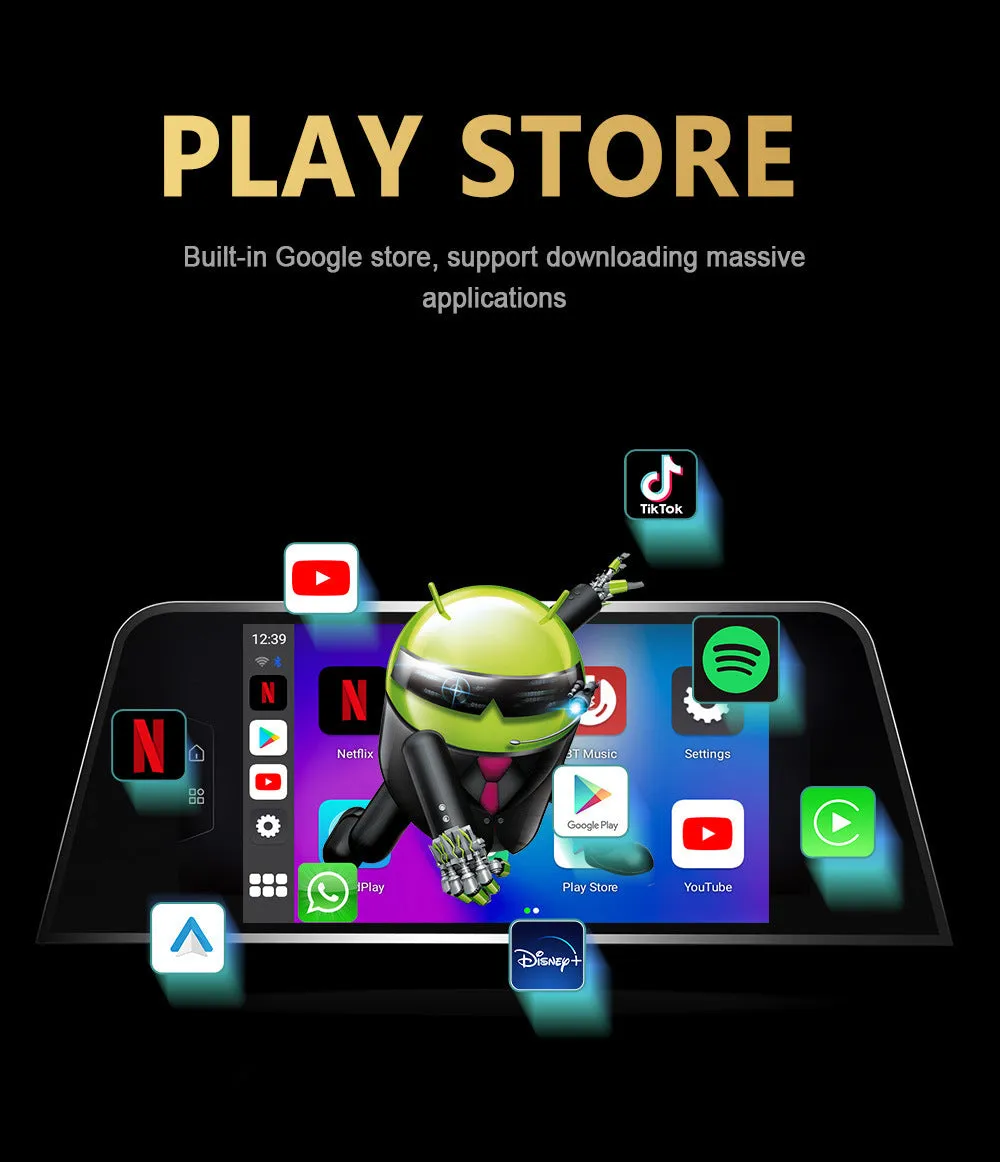 Black Carplay Box with 9-inch touch screen for Android 11 vehicle upgrade