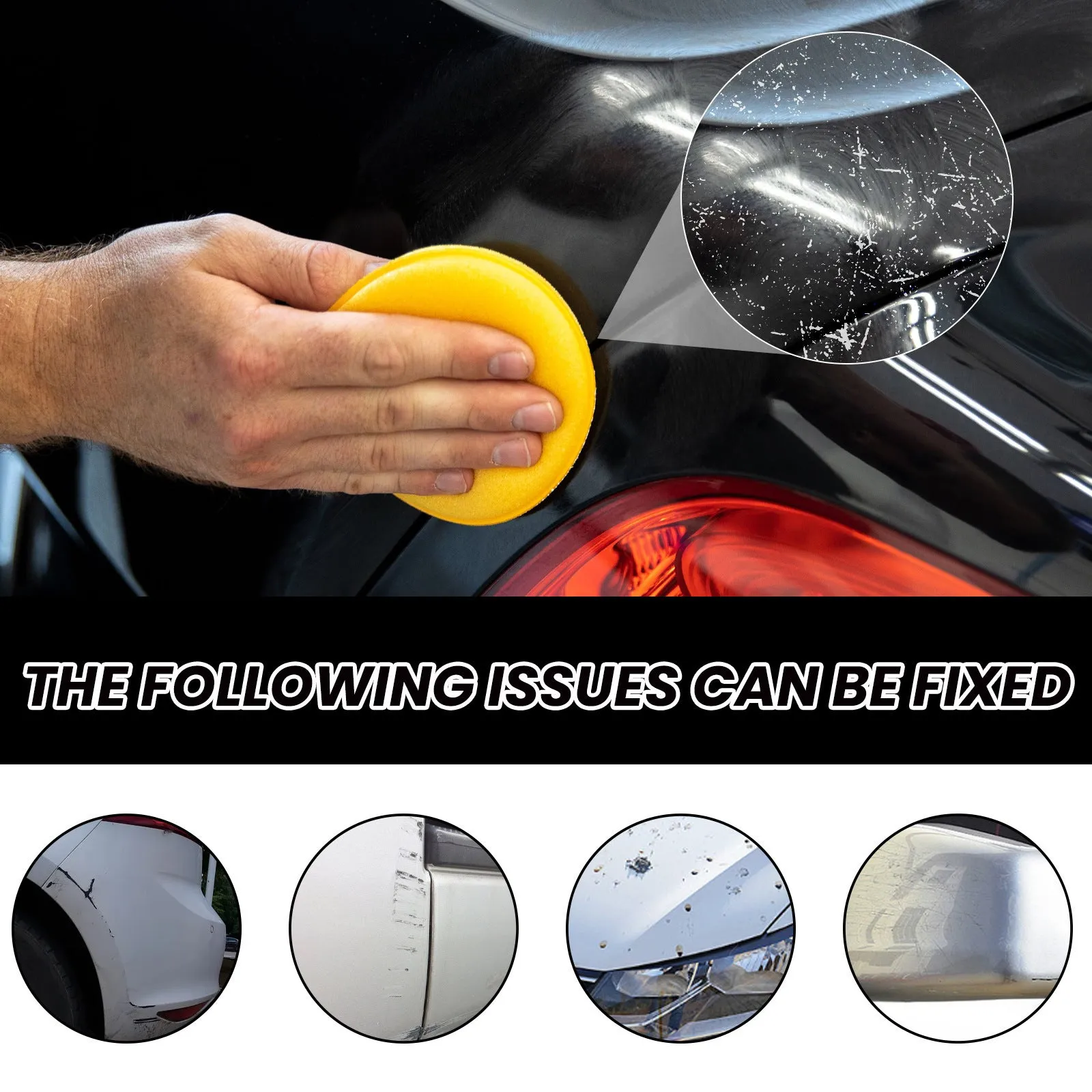120ml car scratch wax kit with sponge and towel for paint polishing.