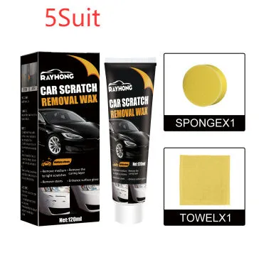 120ml car scratch wax kit with sponge and towel for paint polishing.