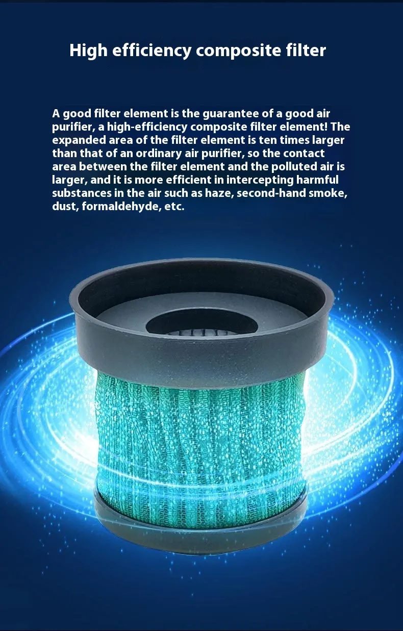Black smart car air purifier for formaldehyde removal with anion and oxygen bar functions