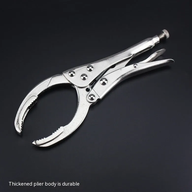 Adjustable clamp oil filter wrench with 50-110mm range on a workshop bench