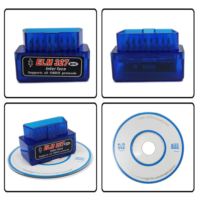 Compact black OBD2 Bluetooth diagnostic scanner with ELM327 chip for car engine fault code reading