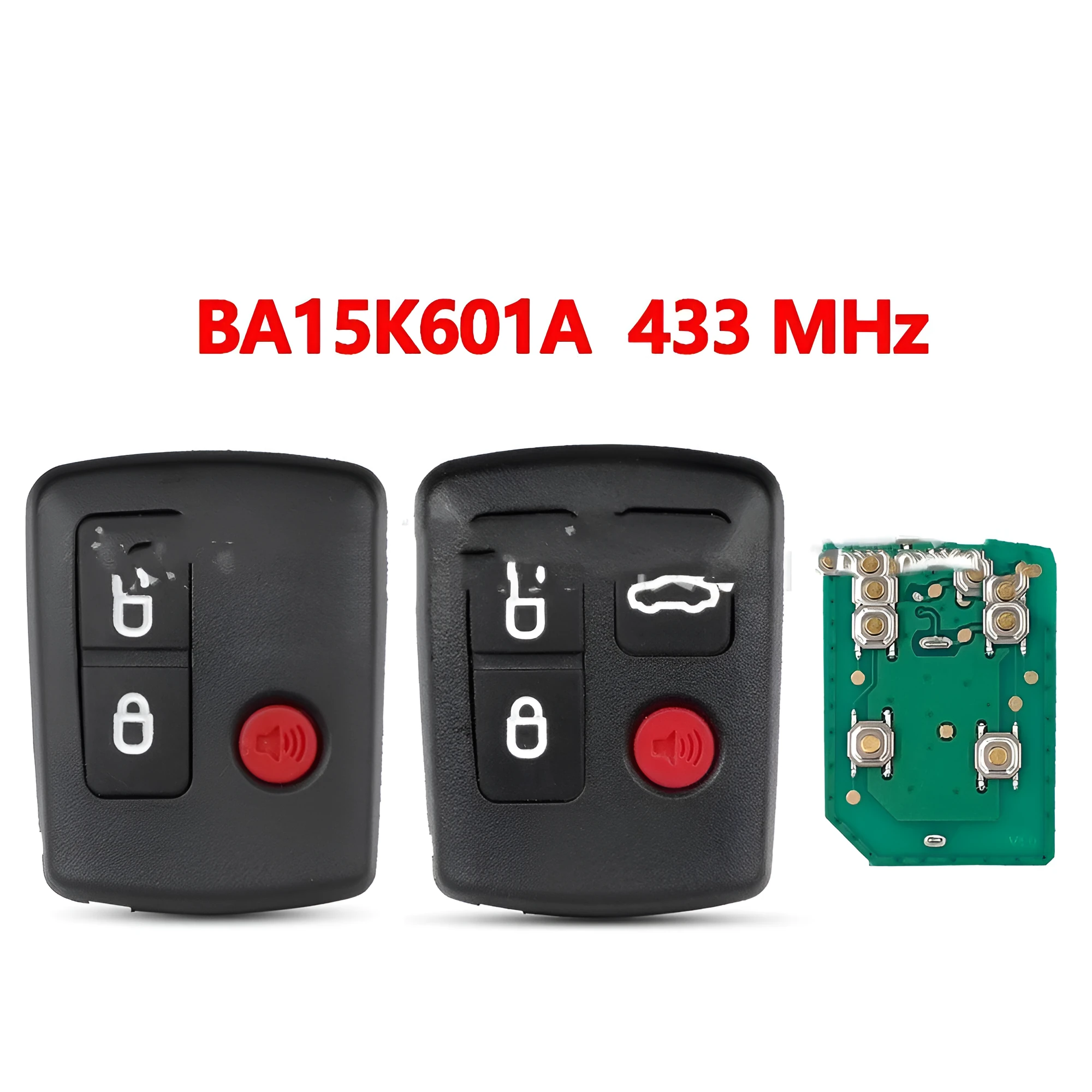 Ford car remote key fob replacement shell in ABS plastic, shown in 2-button and 3-button styles.