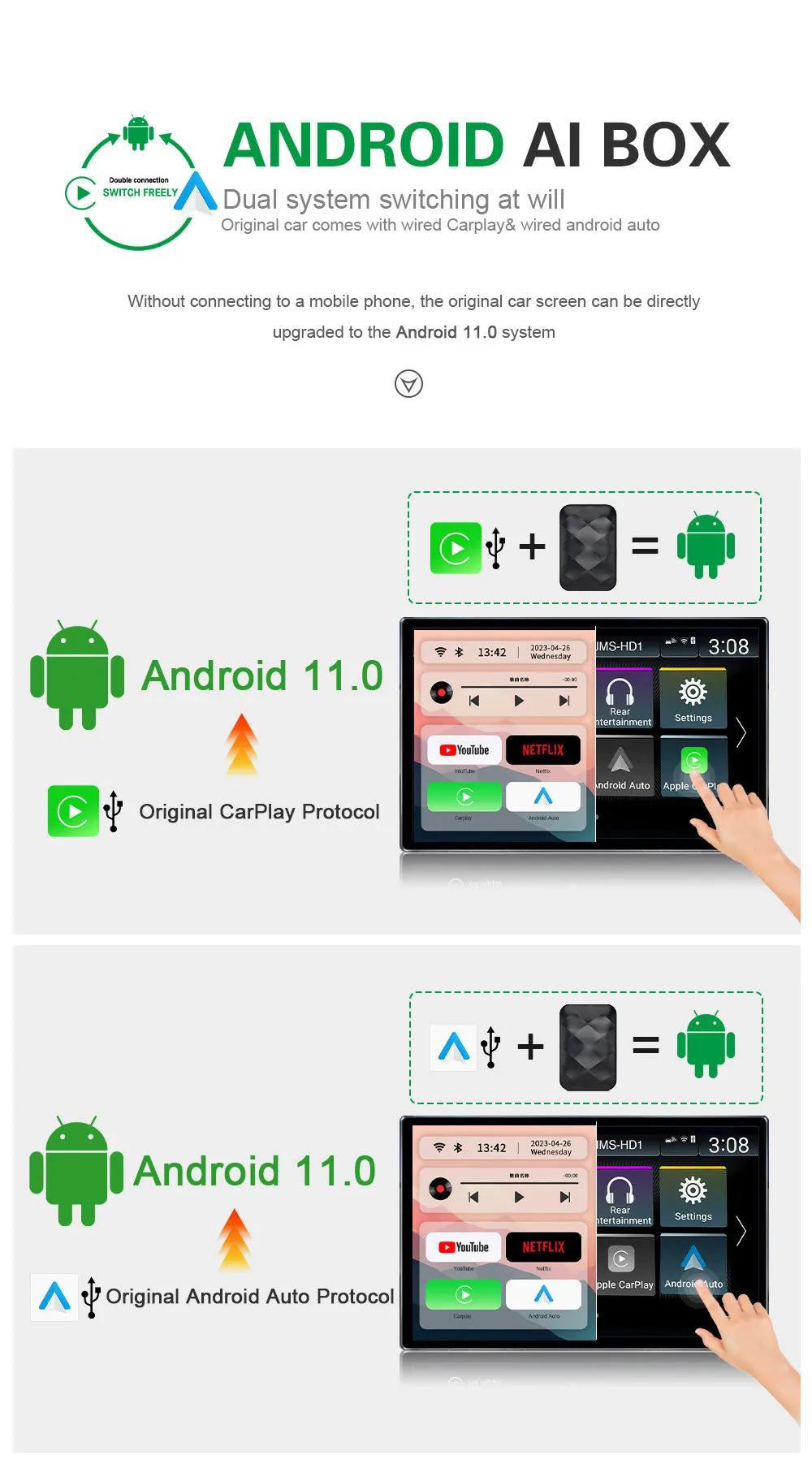 Original Car CarPlay Upgrade Android Smart Box unit with compact dimensions