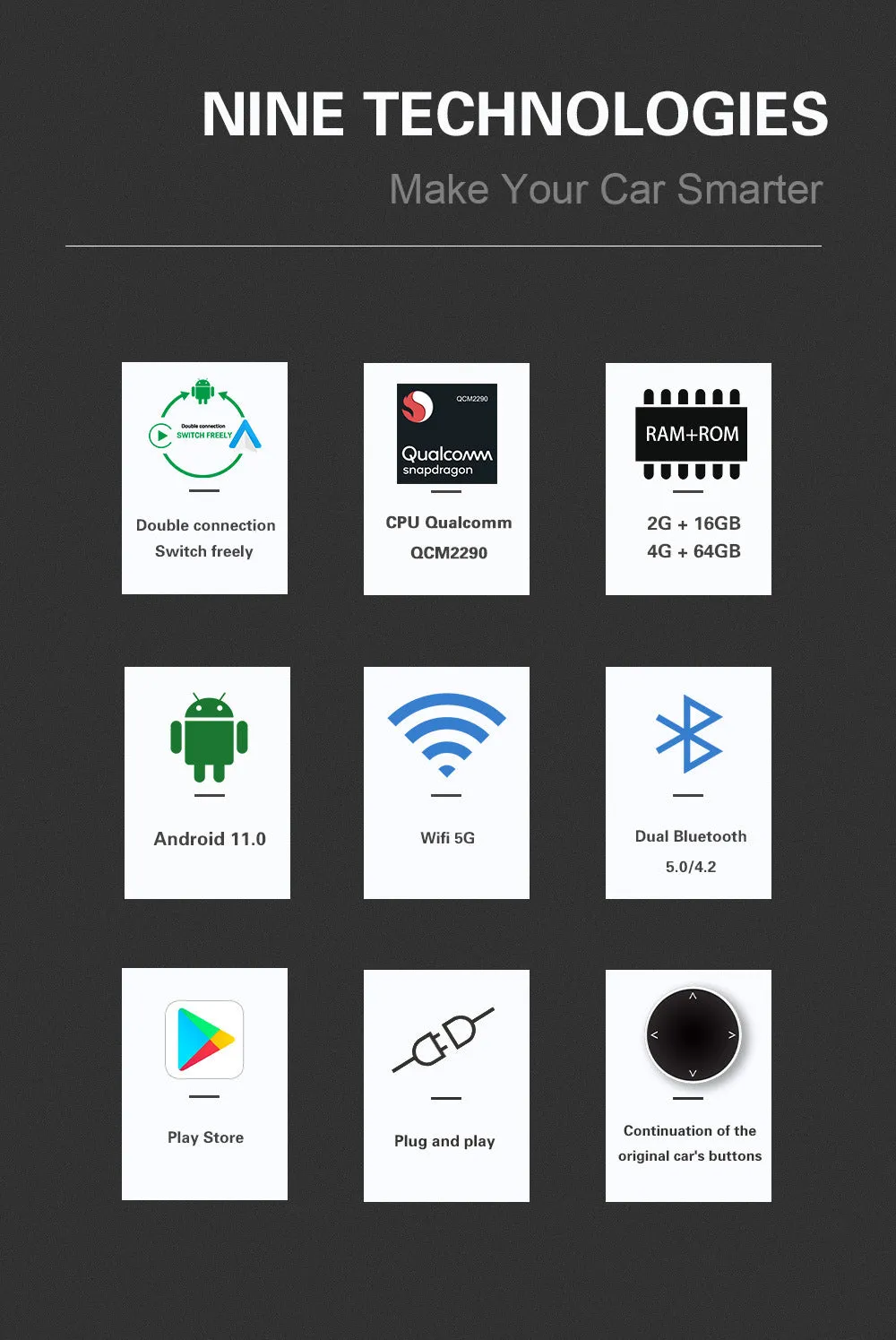 Original Car CarPlay Upgrade Android Smart Box unit with compact dimensions
