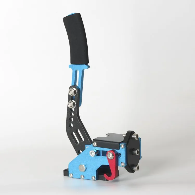 Linear handbrake accessory for G29 and T300 steering wheels in red, black, and blue colour options