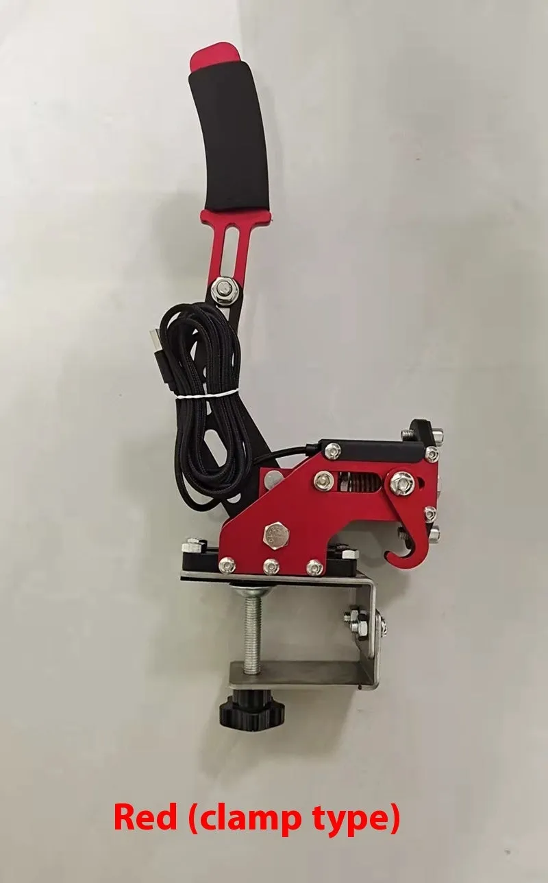 Linear handbrake accessory for G29 and T300 steering wheels in red, black, and blue colour options