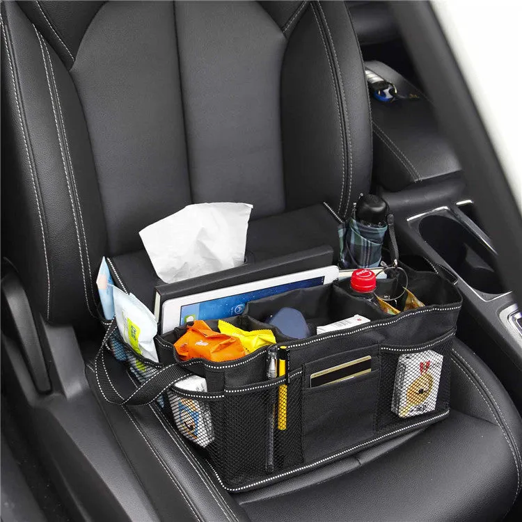 Black Oxford cloth car boot storage box with dimensions 33cm by 33cm by 16cm
