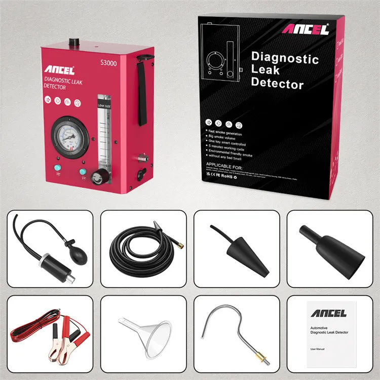 S3000 car smoke detector vacuum leak tool for automotive diagnostics with 12V power supply
