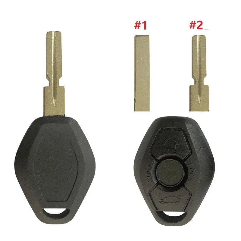 BMW EWS three-button straight remote key with ID44 transponder chip and HU58 blade.