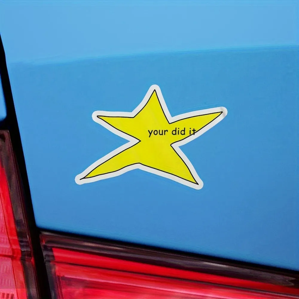 Waterproof vinyl sticker with funny facial expression design in square format