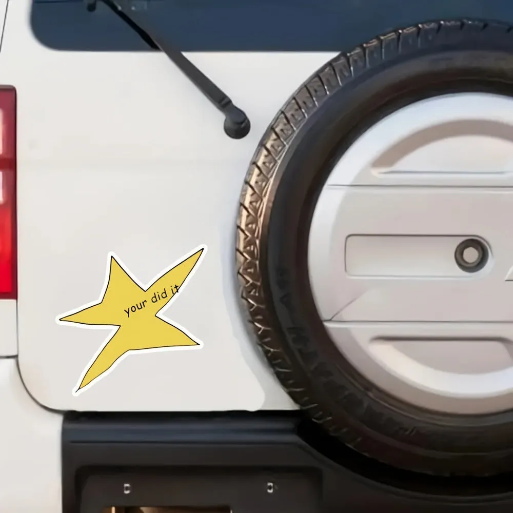 Waterproof vinyl sticker with funny facial expression design in square format
