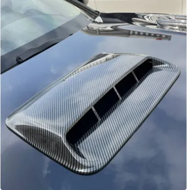 ABS plastic car engine cover and side air vent decorative shroud set in black and carbon fibre finishes