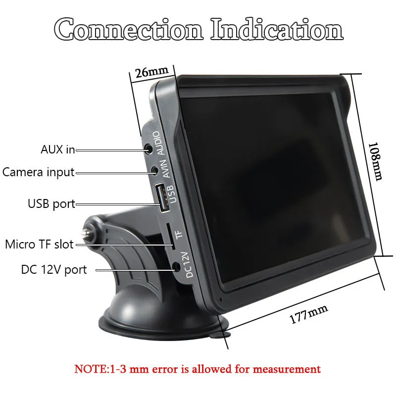 7-inch car display screen showing wireless CarPlay interface with 1024x600 HD resolution