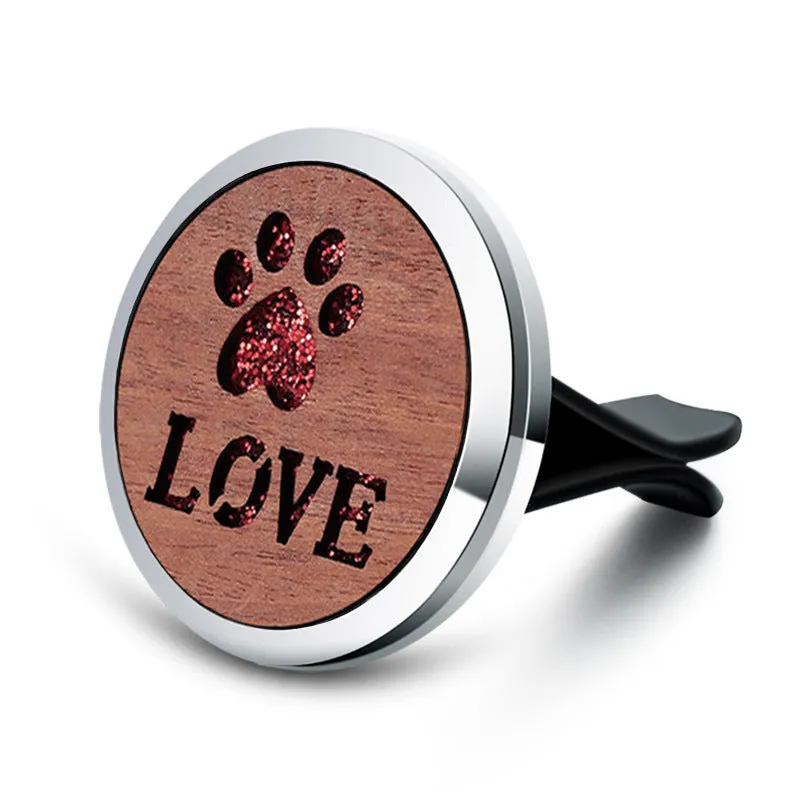 Round alloy wood car aromatherapy clip for air freshener discs with incense holder