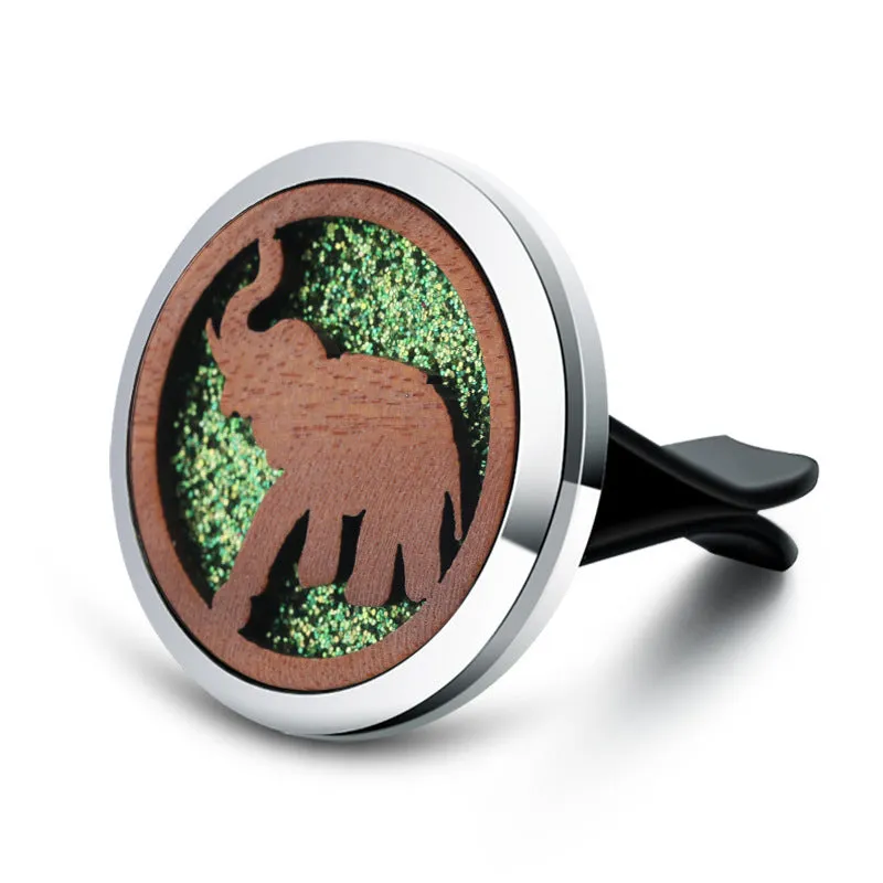 Round alloy wood car aromatherapy clip for air freshener discs with incense holder