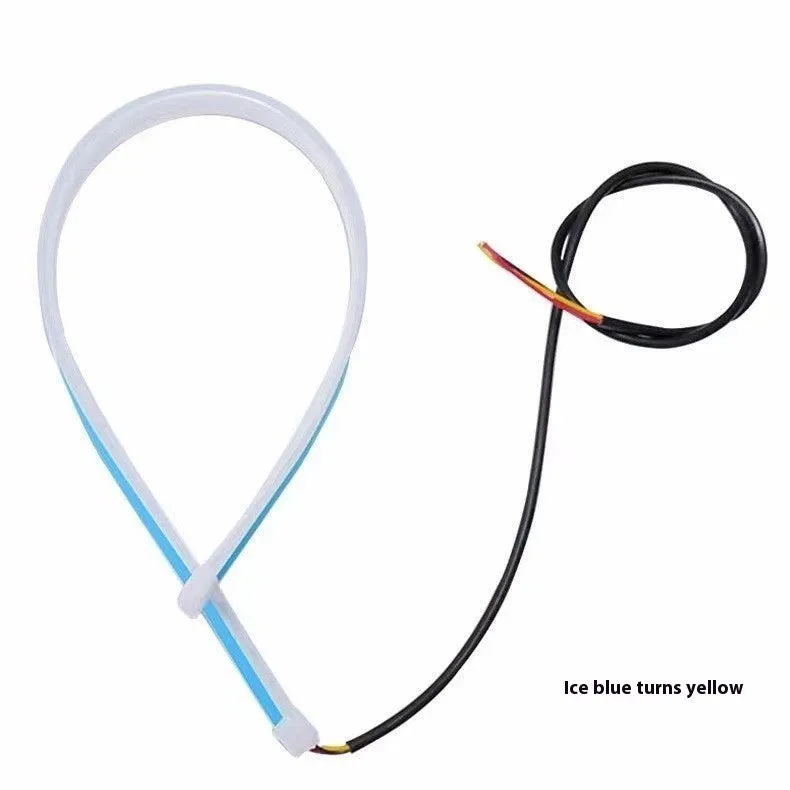 Motorcycle steering ambience light strip with running water colour-changing effect on handlebars