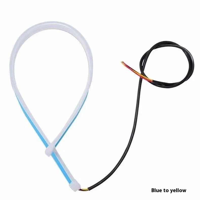 Motorcycle steering ambience light strip with running water colour-changing effect on handlebars