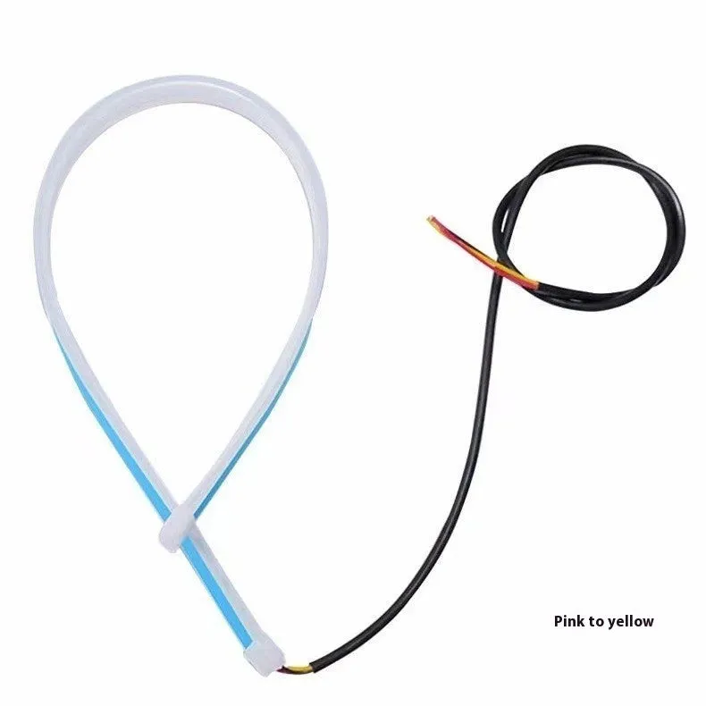 Motorcycle steering ambience light strip with running water colour-changing effect on handlebars