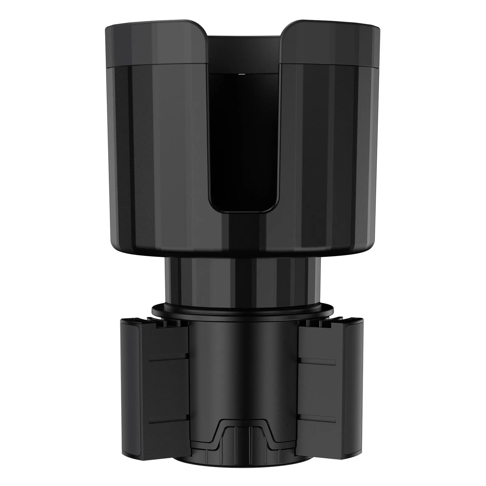 Matte black adjustable car cup holder expander for oversized bottles and large cups