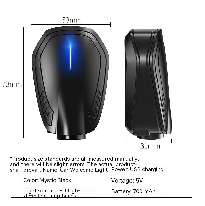 F2 black USB rechargeable wireless car door welcome light with universal vehicle fit