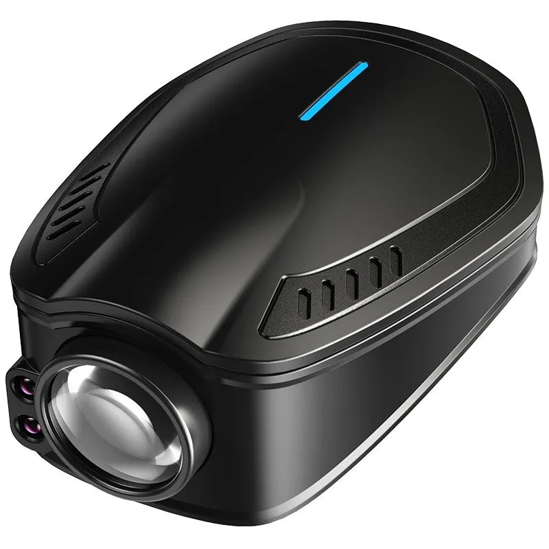 Black F2 rechargeable wireless car welcome light made of ABS plastic.