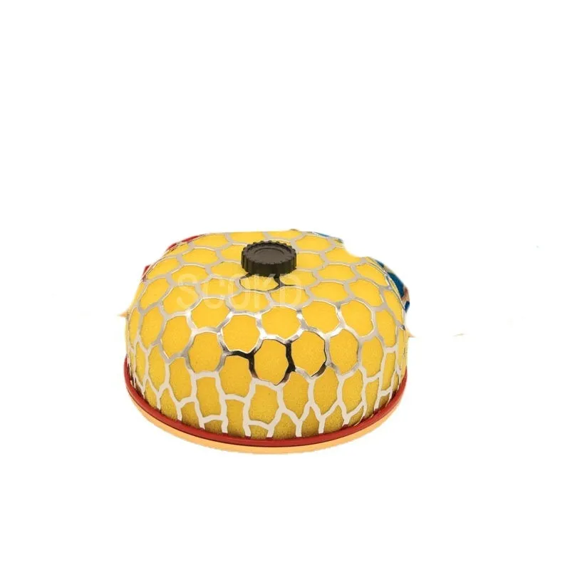 Aluminium mushroom air filter with coloured housing and washable sponge insert for car modification.