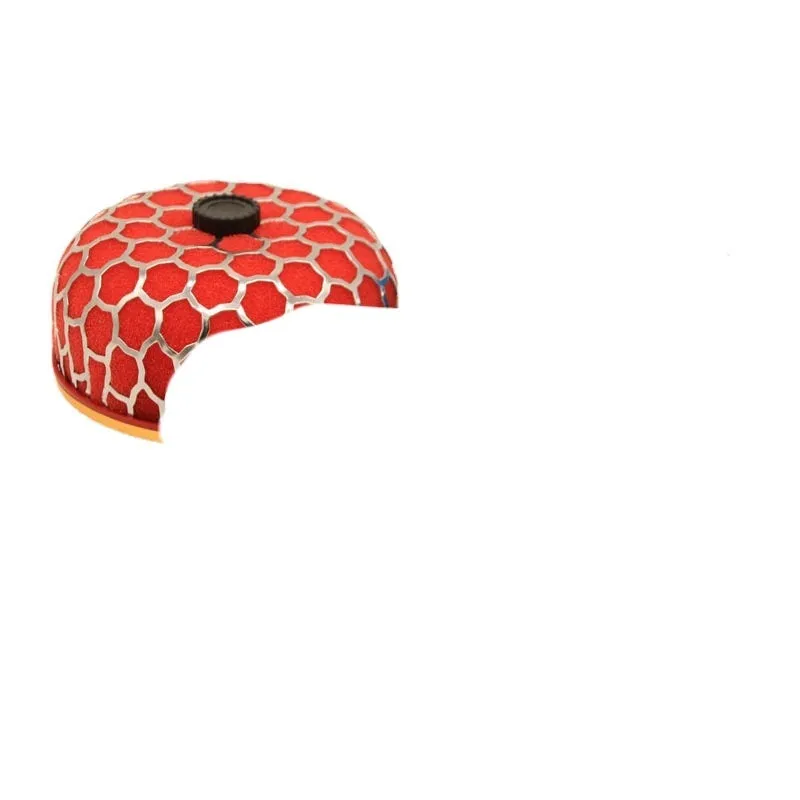Aluminium mushroom air filter with coloured housing and washable sponge insert for car modification.