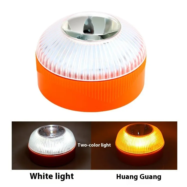V16 portable LED emergency warning light with magnetic base, shown in red and white colour combination.
