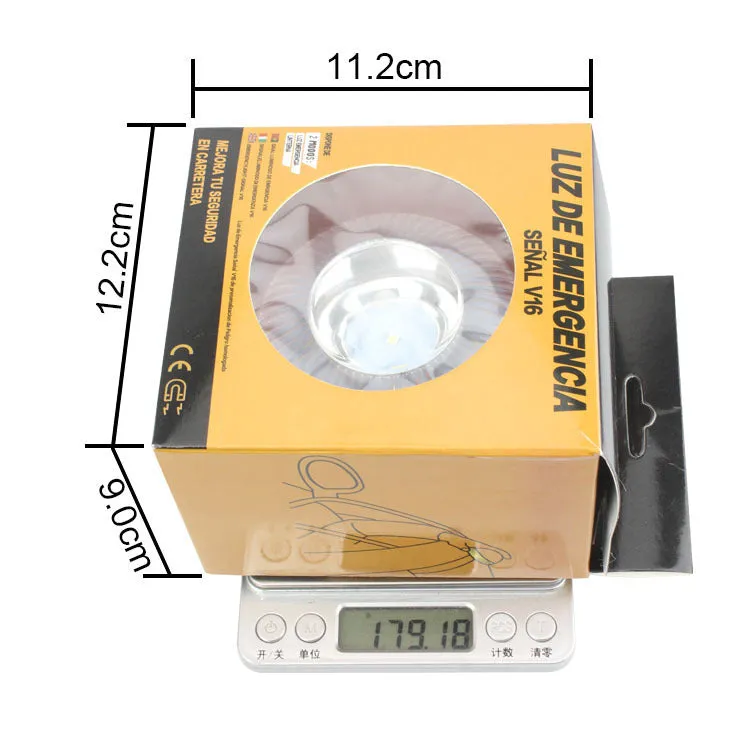 V16 portable LED emergency warning light with magnetic base, shown in red and white colour combination.