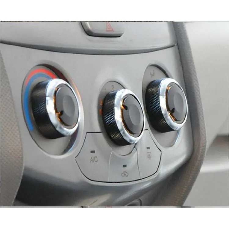 Three black aluminium alloy air conditioning rotary knobs for Chevrolet Lefeng and Lechi dashboard