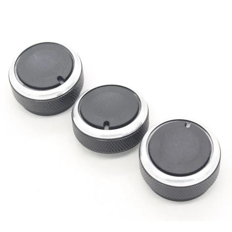 Three black aluminium alloy air conditioning rotary knobs for Chevrolet Lefeng and Lechi dashboard
