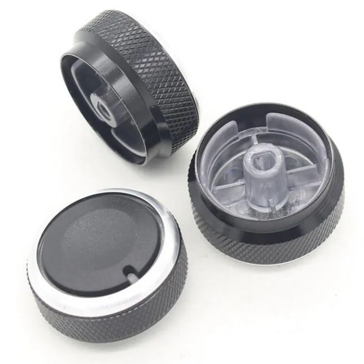 Three black aluminium alloy air conditioning rotary knobs for Chevrolet Lefeng and Lechi dashboard