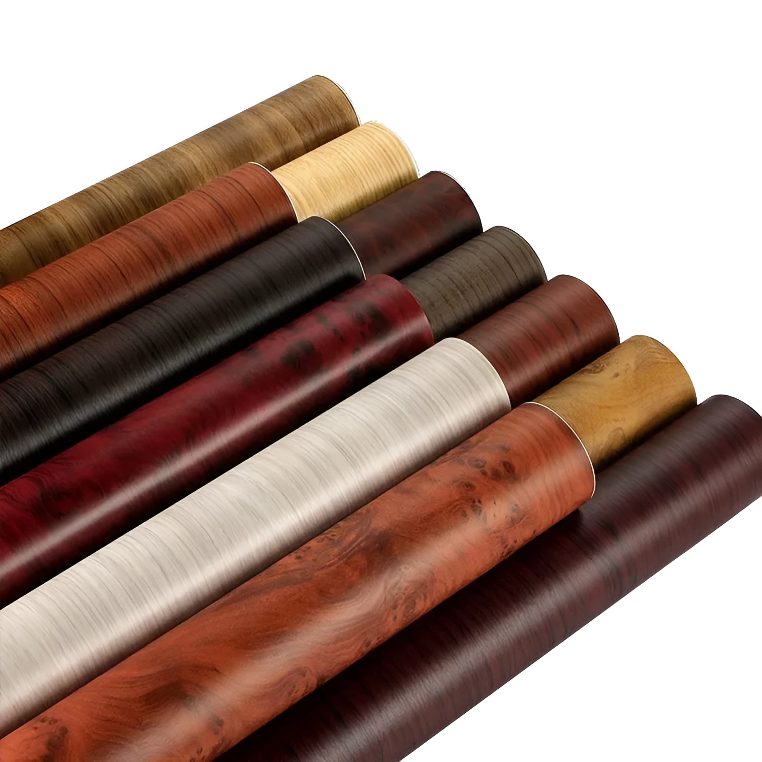Roll of matte wood grain PVC vinyl wrap film for car colour change and customisation.