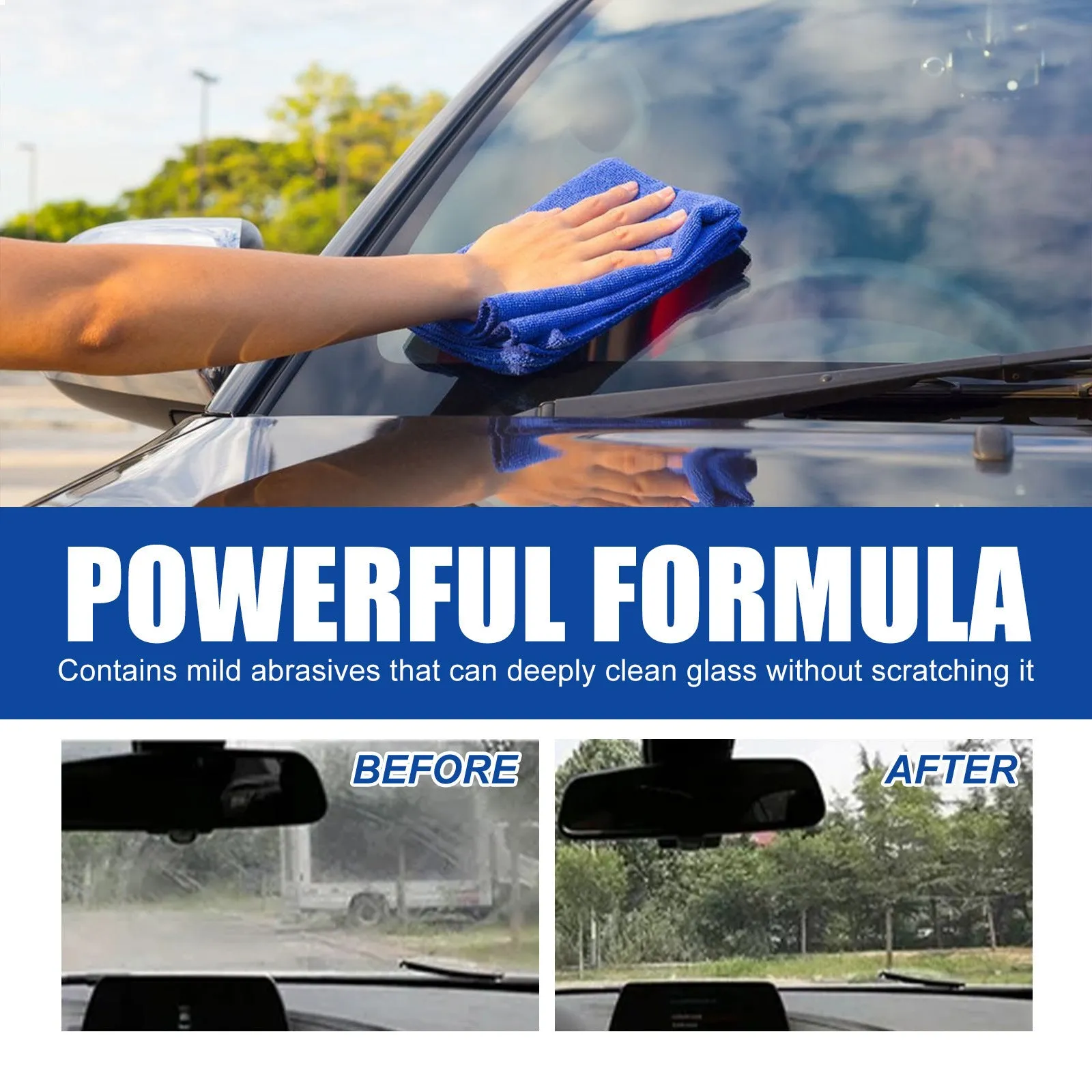 120ml car window glass oil film remover spray bottle with separate cleaning sponge