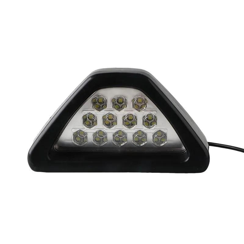Triangular LED vehicle warning light with universal fit for cars and motorcycles in multiple colours