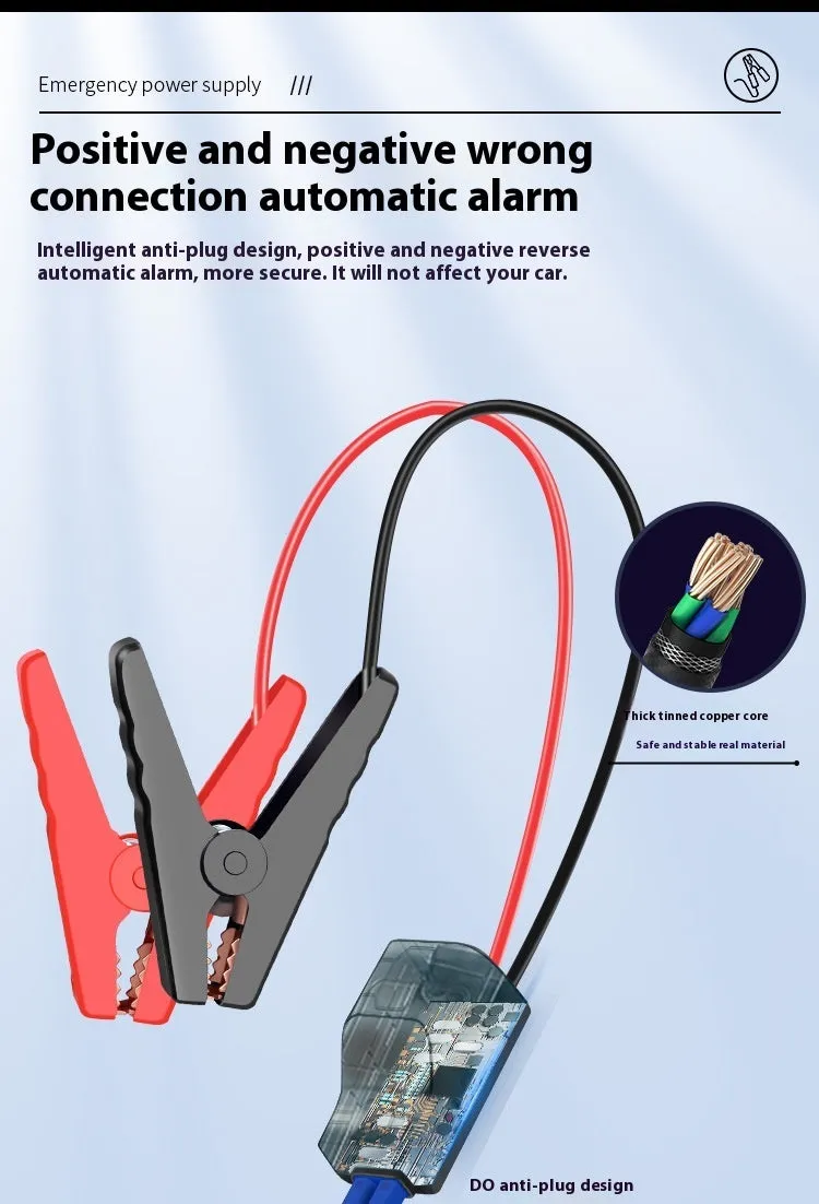 Portable automobile emergency jump starter in ABS toolbox with LED flashlight