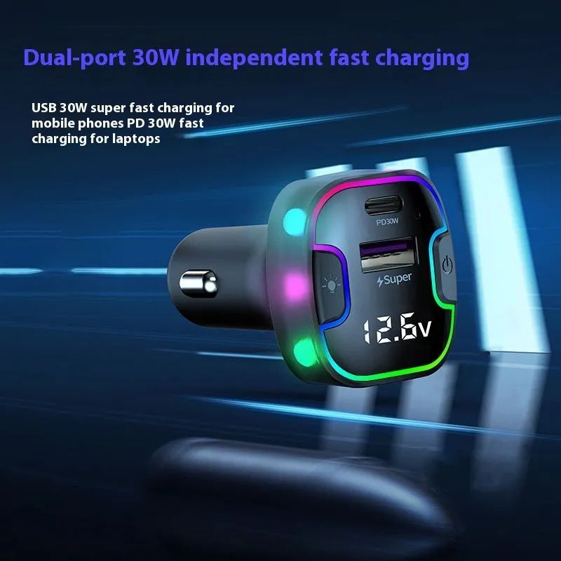 Front and rear car PD fast charging multi-interface charger with five ports in YQ8 black