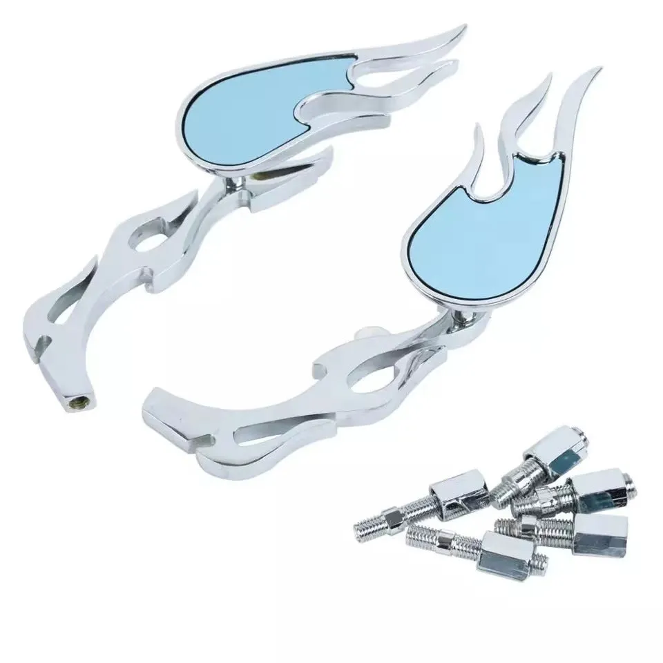 Universal blue convex rearview mirror pair with 16cm rod for large vehicles