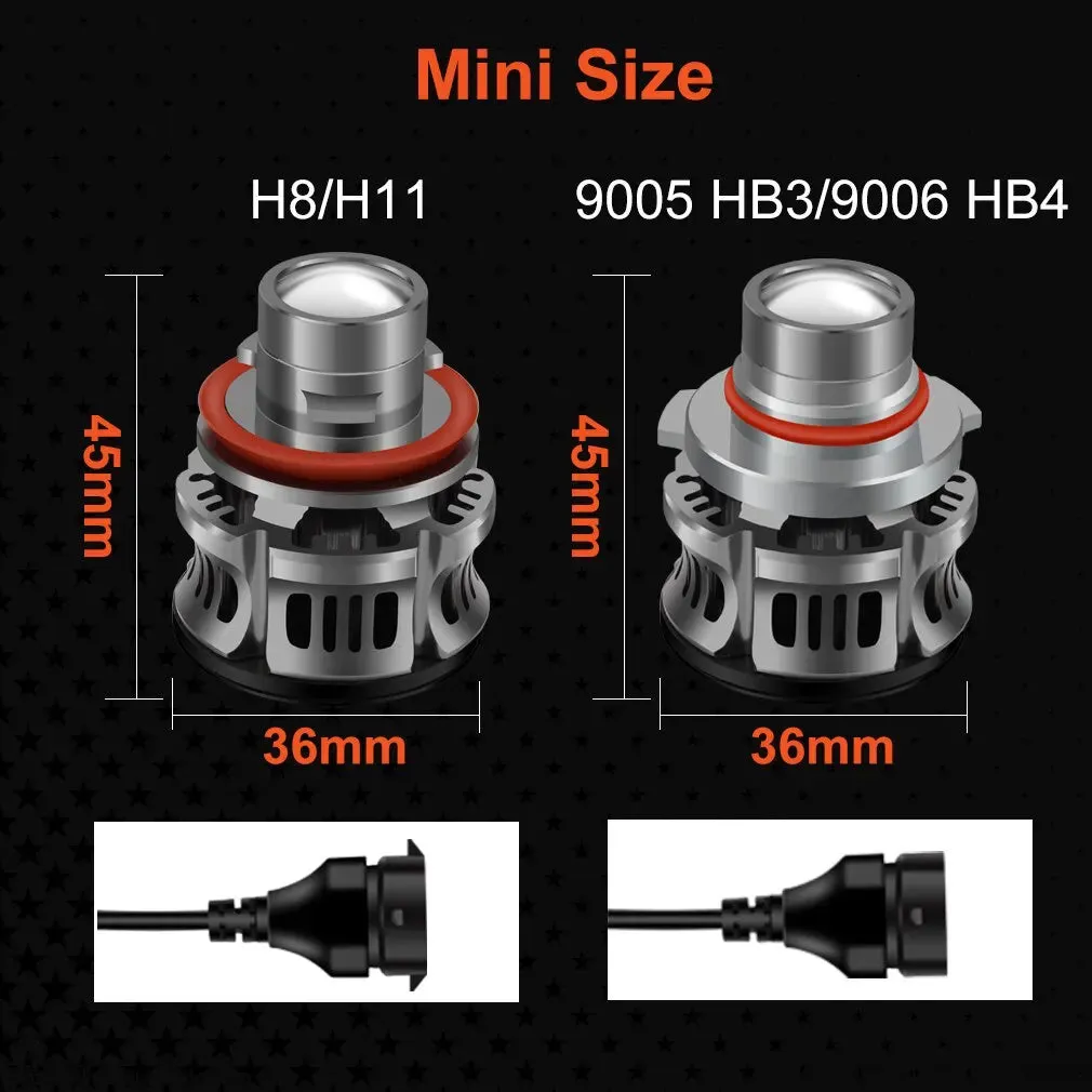 36W H11 LED car headlight bulb with aviation aluminium housing on a white background.
