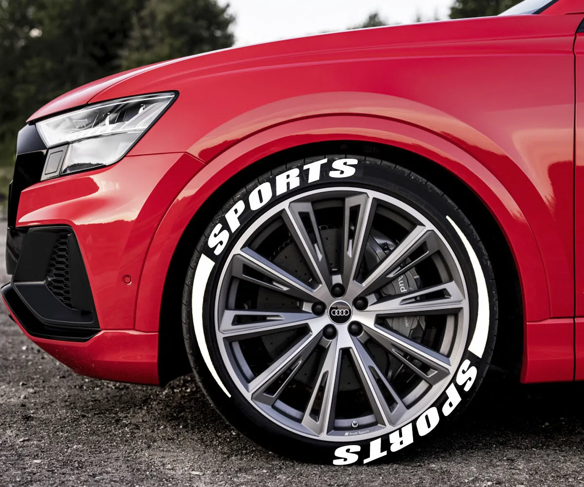 PVC sports tyre letter stickers in 2.7cm size for car and motorcycle wheel decoration