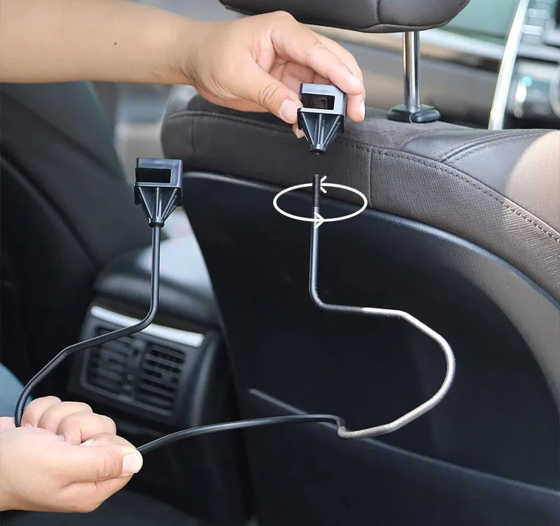 Black metal hat bracket for car visor or headrest cap display and storage