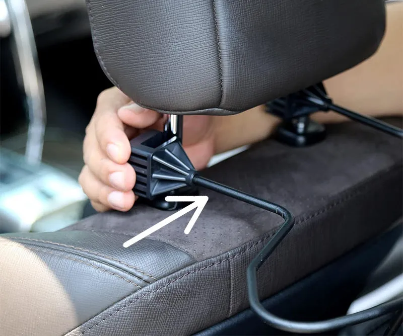 Black metal hat bracket for car visor or headrest cap display and storage