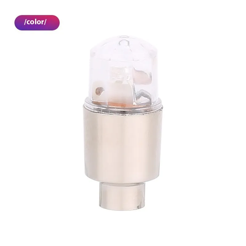 Colourful LED bicycle valve cap lights with battery packs and adapters for wheel valve stems