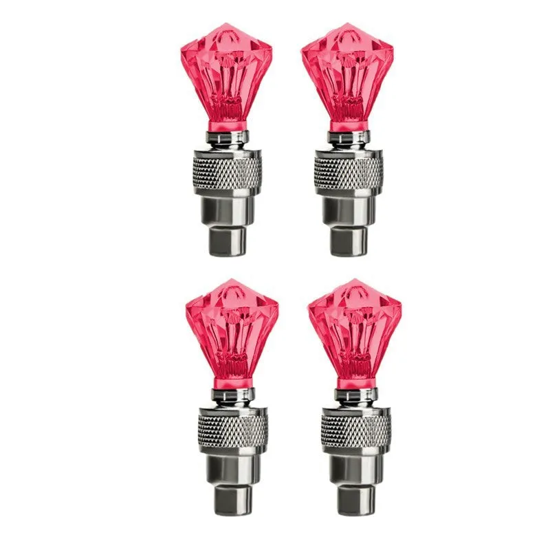 Colourful LED bicycle valve cap lights with battery packs and adapters for wheel valve stems