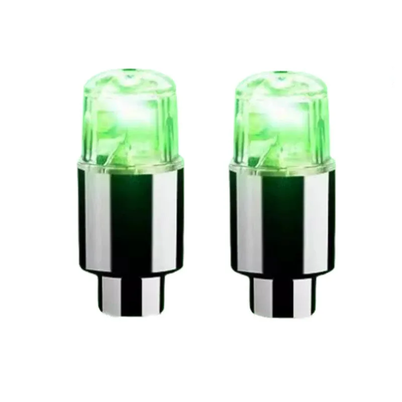 Colourful LED bicycle valve cap lights with battery packs and adapters for wheel valve stems