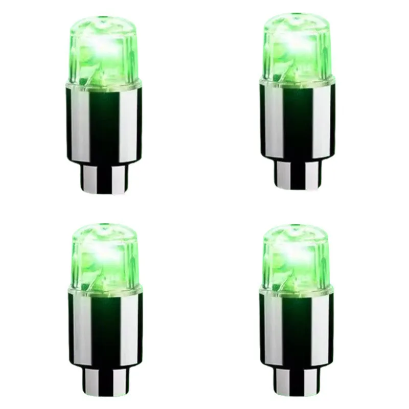 Colourful LED bicycle valve cap lights with battery packs and adapters for wheel valve stems