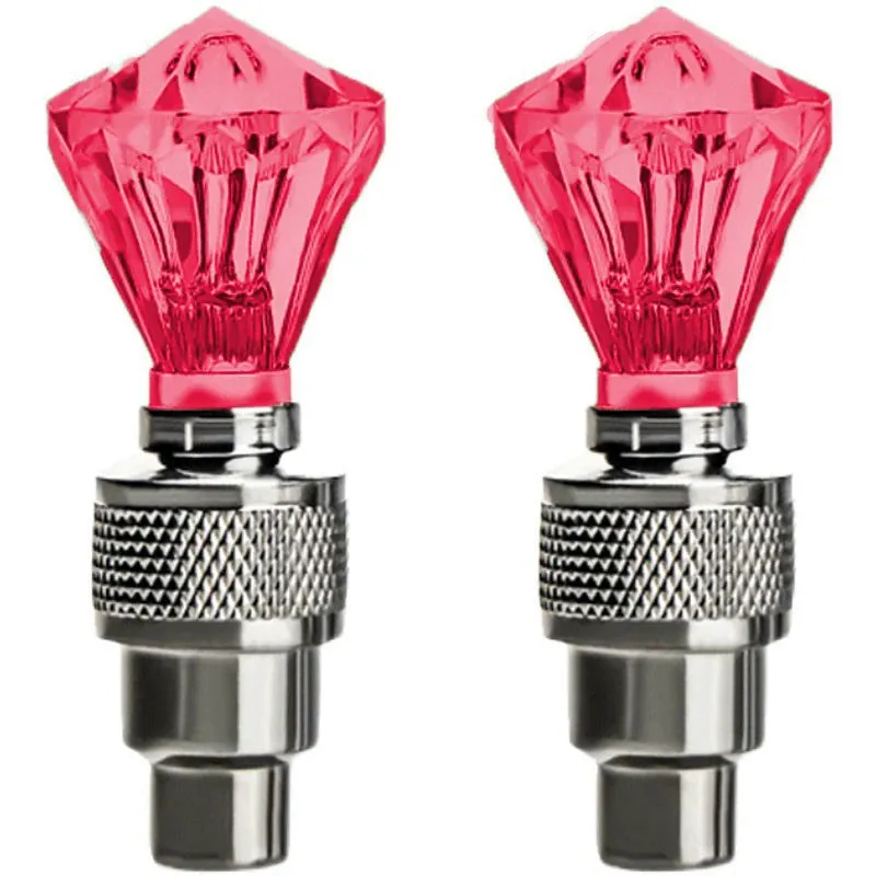 Colourful LED bicycle valve cap lights with battery packs and adapters for wheel valve stems