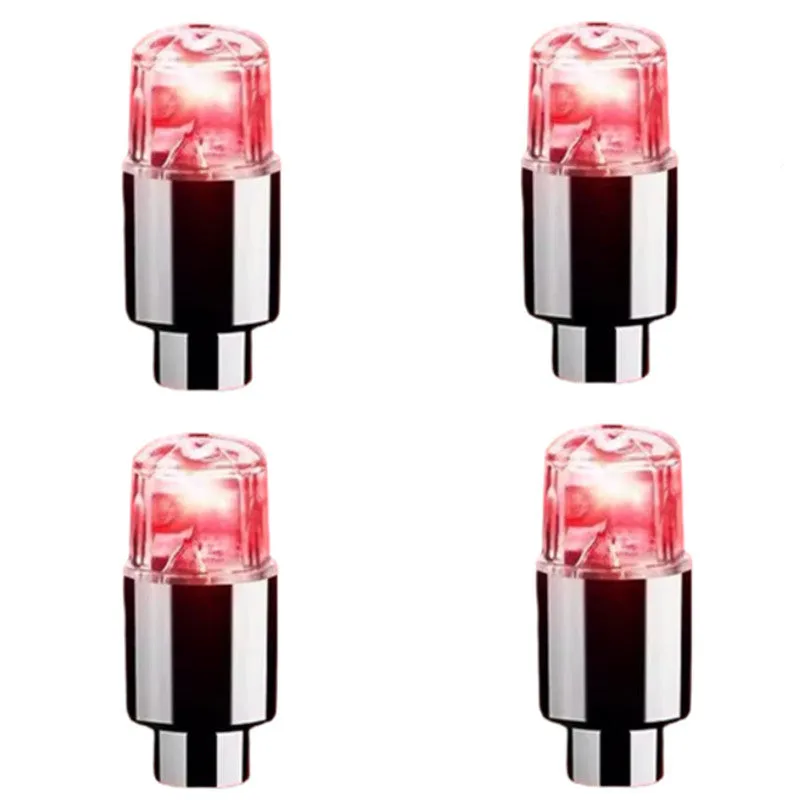 Colourful LED bicycle valve cap lights with battery packs and adapters for wheel valve stems