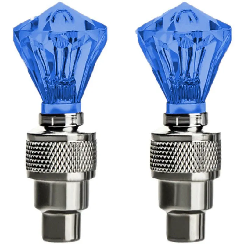 Colourful LED bicycle valve cap lights with battery packs and adapters for wheel valve stems